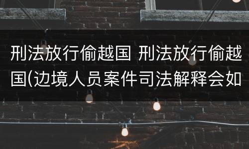 刑法放行偷越国 刑法放行偷越国(边境人员案件司法解释会如何规定