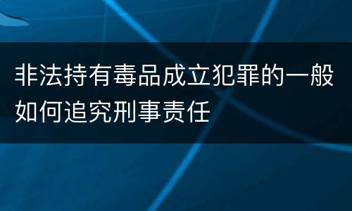 非法持有毒品成立犯罪的一般如何追究刑事责任