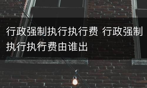 行政强制执行执行费 行政强制执行执行费由谁出