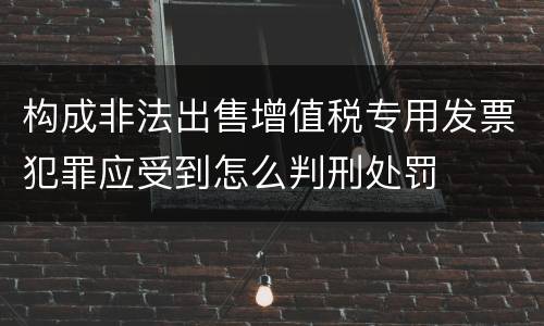 构成非法出售增值税专用发票犯罪应受到怎么判刑处罚