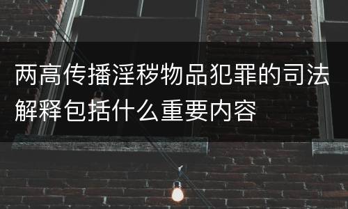 两高传播淫秽物品犯罪的司法解释包括什么重要内容