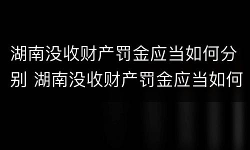 湖南没收财产罚金应当如何分别 湖南没收财产罚金应当如何分别处罚