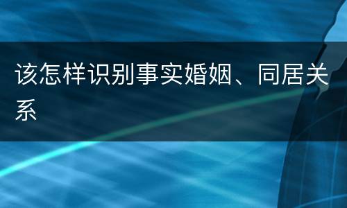 该怎样识别事实婚姻、同居关系