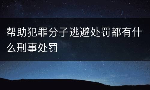 帮助犯罪分子逃避处罚都有什么刑事处罚