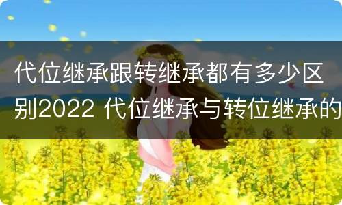代位继承跟转继承都有多少区别2022 代位继承与转位继承的区别?