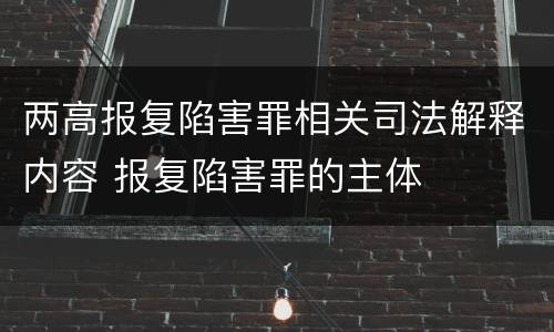 两高报复陷害罪相关司法解释内容 报复陷害罪的主体