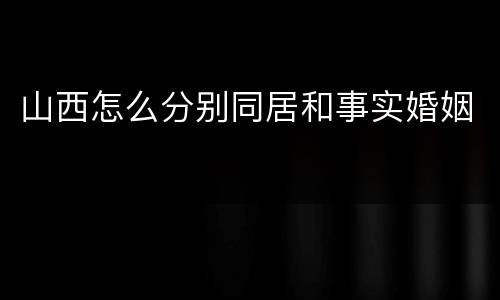 山西怎么分别同居和事实婚姻