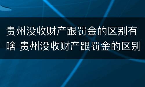 贵州没收财产跟罚金的区别有啥 贵州没收财产跟罚金的区别有啥关系