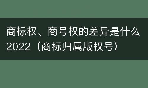 商标权、商号权的差异是什么2022（商标归属版权号）