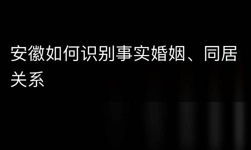 安徽如何识别事实婚姻、同居关系