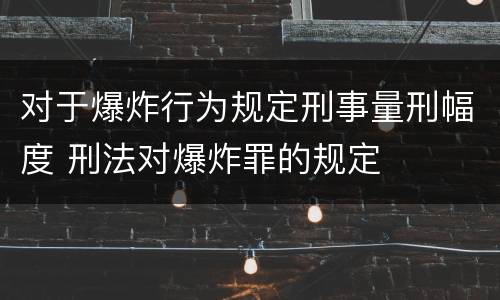 对于爆炸行为规定刑事量刑幅度 刑法对爆炸罪的规定