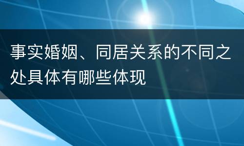 事实婚姻、同居关系的不同之处具体有哪些体现