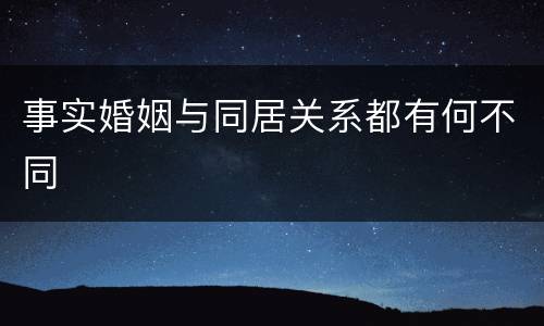 事实婚姻与同居关系都有何不同