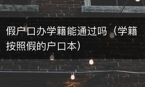 假户口办学籍能通过吗（学籍按照假的户口本）