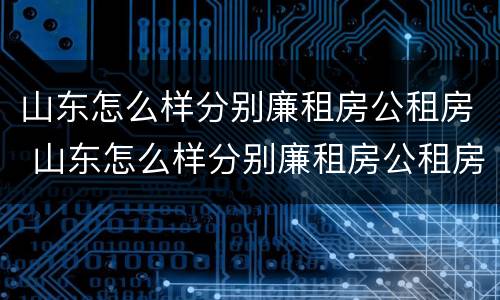 山东怎么样分别廉租房公租房 山东怎么样分别廉租房公租房和私租房
