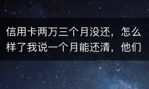 信用卡两万三个月没还，怎么样了我说一个月能还清，他们及了能坐牢吗