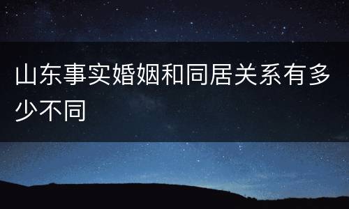 山东事实婚姻和同居关系有多少不同