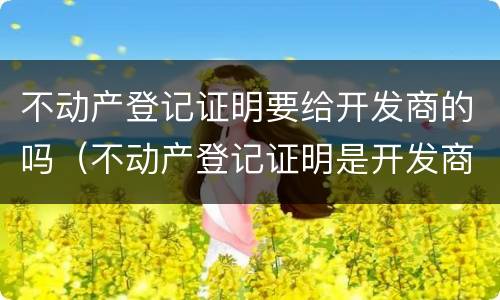 不动产登记证明要给开发商的吗（不动产登记证明是开发商办还是业主办）