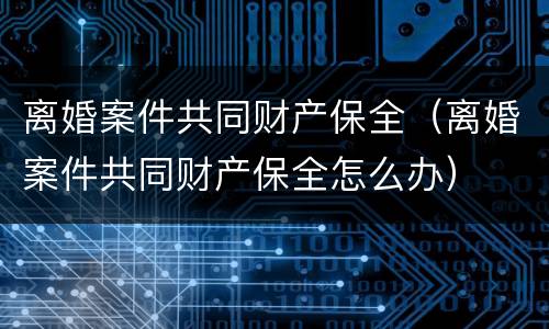 离婚案件共同财产保全（离婚案件共同财产保全怎么办）
