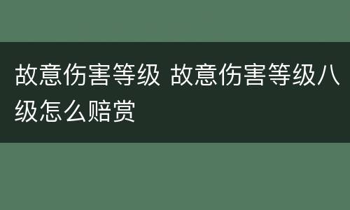 故意伤害等级 故意伤害等级八级怎么赔赏