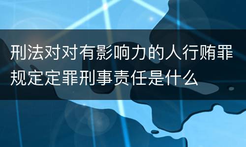 刑法对对有影响力的人行贿罪规定定罪刑事责任是什么