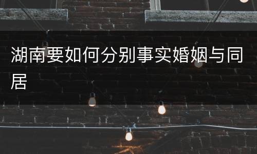 湖南要如何分别事实婚姻与同居