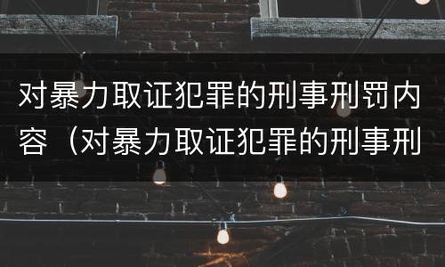 对暴力取证犯罪的刑事刑罚内容（对暴力取证犯罪的刑事刑罚内容是）
