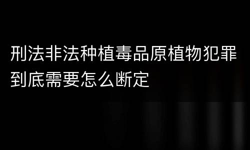 刑法非法种植毒品原植物犯罪到底需要怎么断定