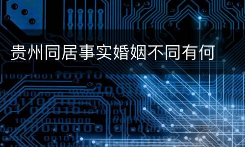 贵州同居事实婚姻不同有何