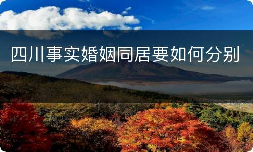 四川事实婚姻同居要如何分别