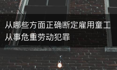 从哪些方面正确断定雇用童工从事危重劳动犯罪