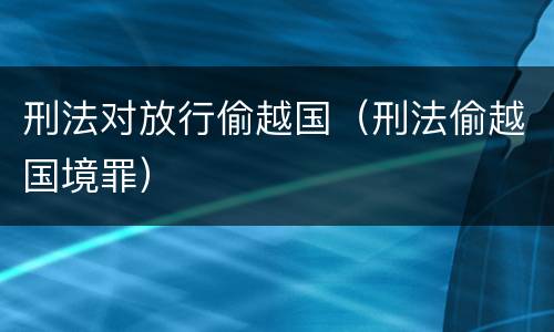 刑法对放行偷越国（刑法偷越国境罪）