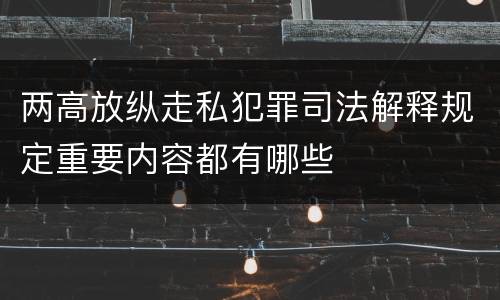 两高放纵走私犯罪司法解释规定重要内容都有哪些