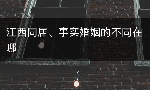 江西同居、事实婚姻的不同在哪
