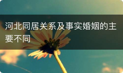 河北同居关系及事实婚姻的主要不同