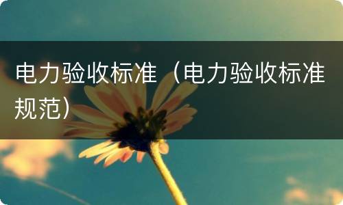 电力验收标准（电力验收标准规范）
