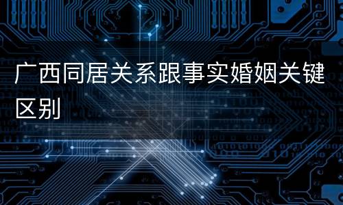 广西同居关系跟事实婚姻关键区别
