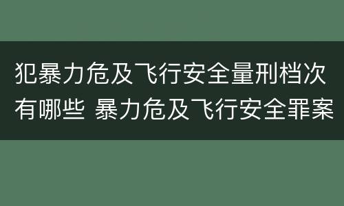 犯暴力危及飞行安全量刑档次有哪些 暴力危及飞行安全罪案例