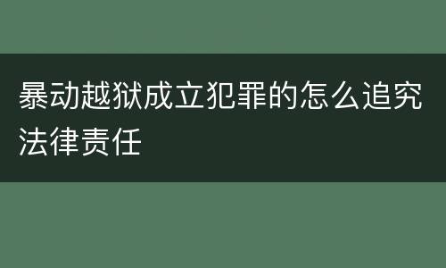 暴动越狱成立犯罪的怎么追究法律责任