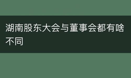 湖南股东大会与董事会都有啥不同