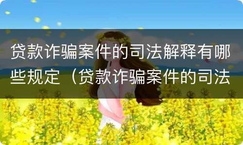 贷款诈骗案件的司法解释有哪些规定（贷款诈骗案件的司法解释有哪些规定呢）