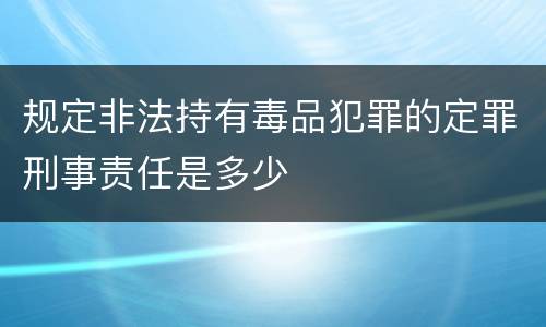 规定非法持有毒品犯罪的定罪刑事责任是多少