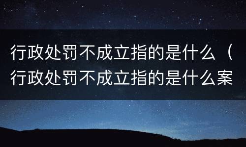 行政处罚不成立指的是什么（行政处罚不成立指的是什么案件）