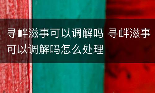 寻衅滋事可以调解吗 寻衅滋事可以调解吗怎么处理