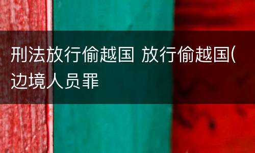 刑法放行偷越国 放行偷越国(边境人员罪