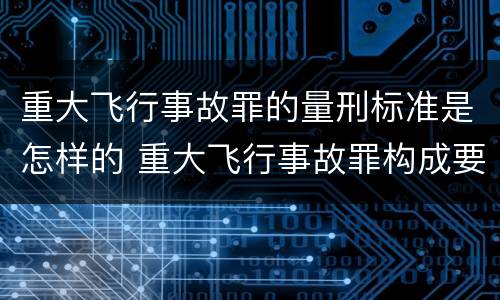 重大飞行事故罪的量刑标准是怎样的 重大飞行事故罪构成要件