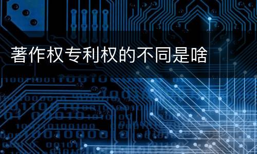 著作权专利权的不同是啥