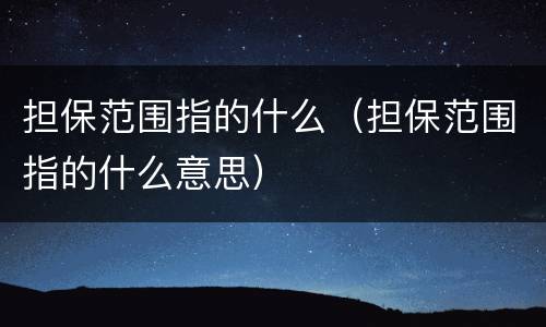 担保范围指的什么（担保范围指的什么意思）