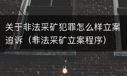 关于非法采矿犯罪怎么样立案追诉（非法采矿立案程序）