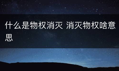 什么是物权消灭 消灭物权啥意思